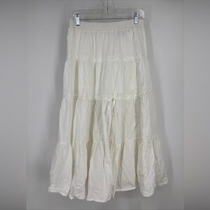 RSQ White Maxi Skirt Ribbon Lace Detail Size Medium